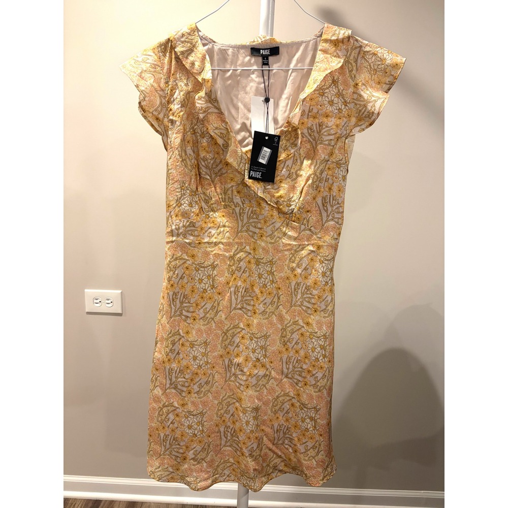 PAIGE Tyla Cottagecore Floral Ruffle Mini Dress NWT Size 6 Boho Prairie Coquette